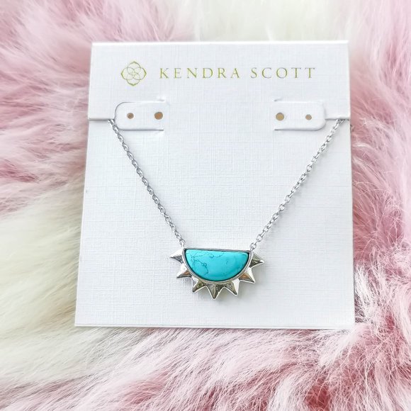 Kendra Scott Jewelry - Kendra Scott Silver Sienna Half Sun Light Blue Magnesite Necklace
